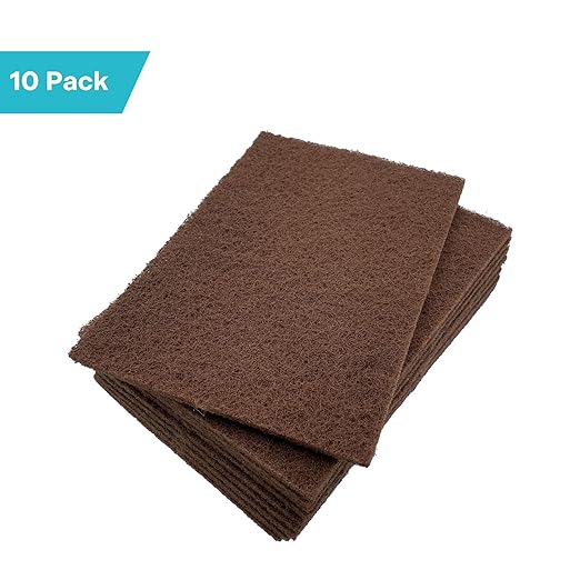 VSM 10-Pack: 6" x 9", Tan - Coarse, Non-Woven Hand Pad, Aluminum Oxide Grains, Rust and Oxidation Resistant, Multipurpose Abrasive Scrub Pad for Finishing and Cleaning