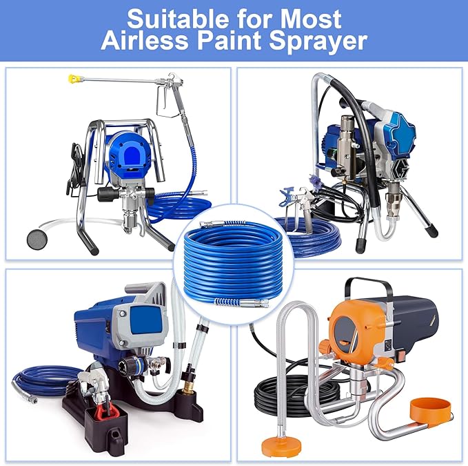 66Ft x 1/4" Airless Paint Sprayer Hose, 8500PSI High Pressure Airless Paint Spray Hose with 5Ft Whip Hose & 1/4" Hose Connector & Sprayer Swivel Joint for Airless Spraying Machine