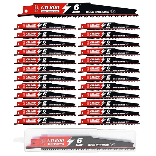 25 Pack 6 in 6/12 TPI Reciprocating Saw Blades for Sawzall Blades Metal Cutting,M42 Steel Cobalt Bi-Metal Blades for Nail-Embedded Wood Cutting,Stud Cutting Replace for Milwaukee for Diablo Blade