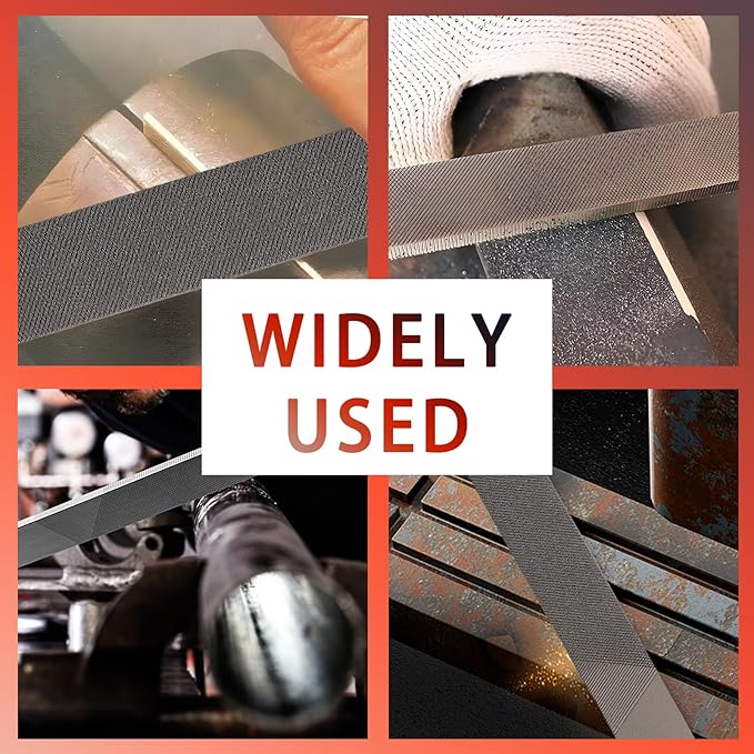 8 Inch Flat Hand File with High Carbon Hardened Steel, Ergonomic Grip, Plastic Non-Slip Handle, Ideal for Metal, Wood, Plastic & DIY Projects
