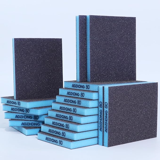 18pcs Sanding Sponge 80 grit Soft Sanding Block Washable and Reusable, Double-Sided Sponge Sanding Blocks Wet Dry Sandpaper Pad for Wood Metal FurniturePaint