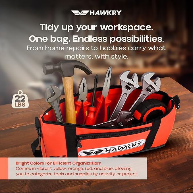 HAWKRY Oxford Waterproof Tool Bag Set of 2 ??Small Tool Bag and Tool Pouch, Fishing Bag, Travel Pouch, Compact, Durable Small Travel Bag, Multipurpose Tool Bags for Men for Work, Fishing and Travel