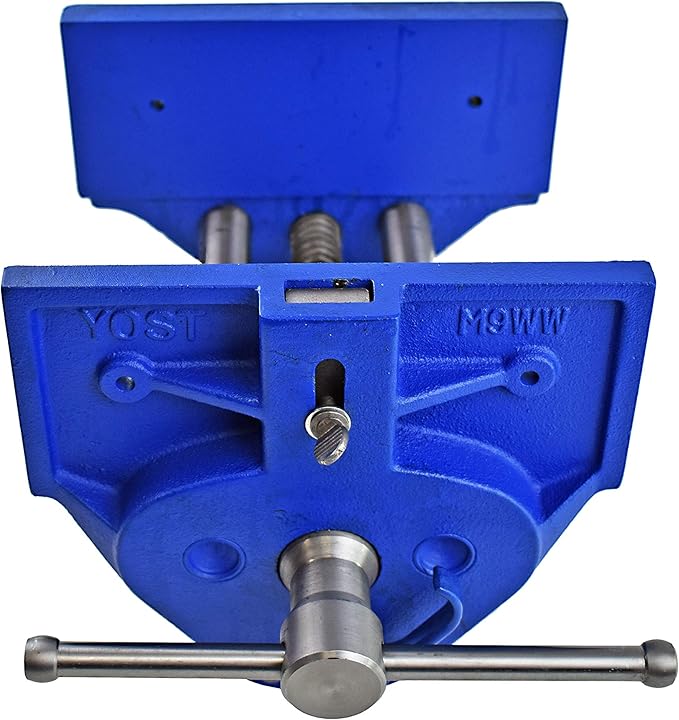 Yost Vises M9WW Rapid Action Woodworking Vise | Quick Release Lever for Quick Adjustments | 9 Inch Jaw Width | Made with Heavy-Duty Cast Iron | Blue