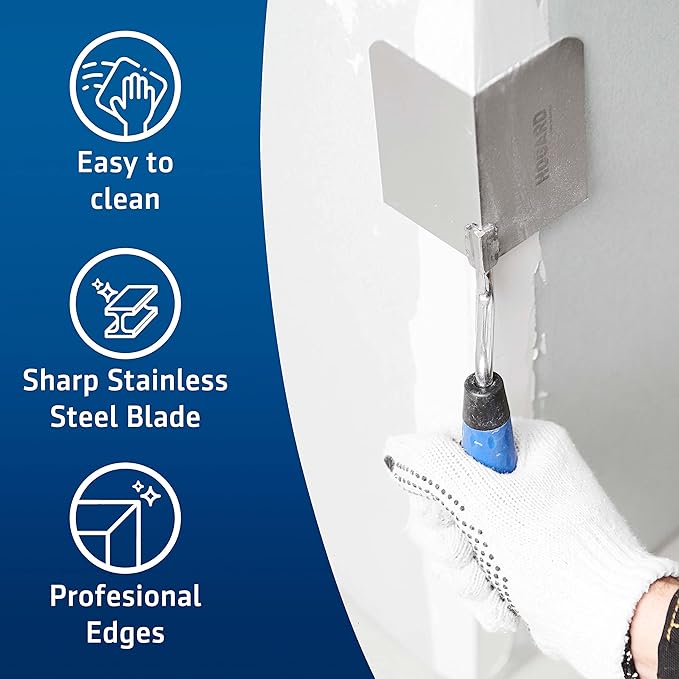 HOGARD Outside Corner Trowel | Best Corner Drywall Tool | Made of Stainless Steel with External Angle and Soft Grip Handle.