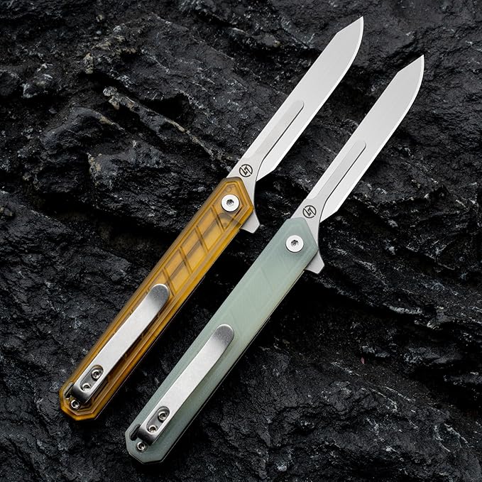 G046 Mecha Mini Slim Folding Scalpel with 5pcs #24 and 5pcs #60 G11 Handle with Liner Lock, Utility EDC Pocket Knife with Back Clip（Black）