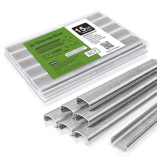 CTS SC7/C24 15 Gauge 3/4??Crown 304 Stainless Steel Hog Rings 1000PCS, C-Ring Staples for Hog Ring Gun, Hog Ring Staples for Cage Building, Wire Fencing, Upholstery, Fastening