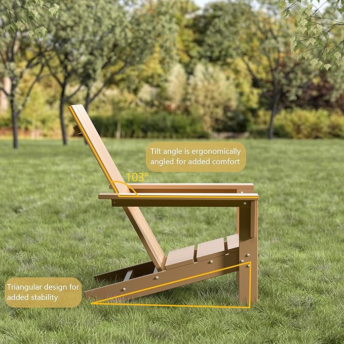 12 Pieces Adirondack Chair Set Outdoor Adirondack Chair Plastic HDPE All-Weather Adirondack Chairs Outdoor Fire Pit Chairs with Table for Deck Patio Garden（Brown）
