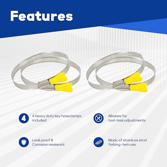 4"x 10' PVC Dust Collection Hose with 304 Stainless Steel Hose Clamps, for Table Saw, Band Saw, Planer, Woodworking and Wood Shop Dust Collection System
