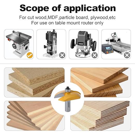 Cove Raised Panel Router Bits 1/2 Shank for Cove-Cut, 2-1/2-Inch Diameter, Shaker Raised Cabinet Door Making Frame Panel Design Router bits for use with Rail and Stile Moulding Router bit