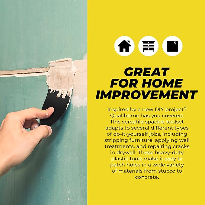 Qualihome Putty Knife Set | 6 Flexible Paint Scrapers for Spackling, Patching, and Painting