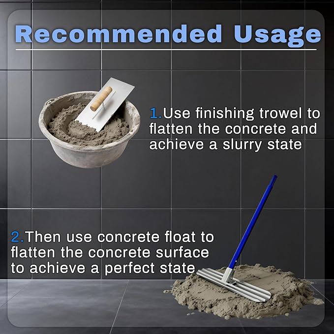 Bull Float Concrete Tools,48?쇺셹8?쇺?Aluminum Magnesium Alloy Concrete Float with 4x48?쇺?Combinable Handles,Screeding Tool Kit,Concrete Bull Float Kit for Concrete Finishing(Blue)