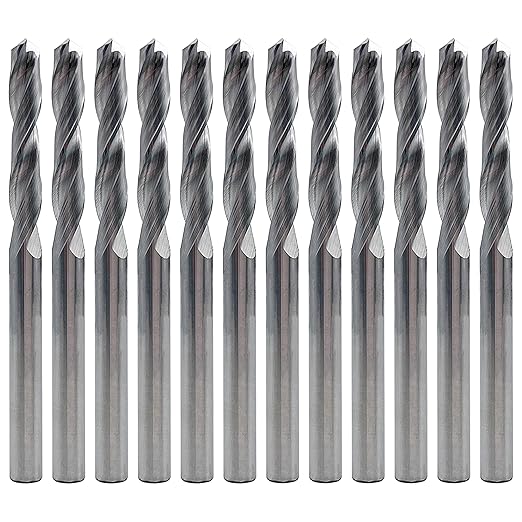 LU&MN 1/4" Solid Carbide Jobber Drill Bits with Straight Shank and 118째 Point Angle, Made from K20 Tungsten Carbide,Applications: for Stainless Steel Alloy Metal, 12-Piece