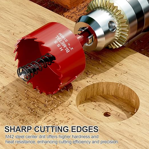 2" (51mm) Bi-Metal M42 High Speed Steel Hole Saw with Pilot Drill Bit, Smooth Cutting Edge for PVC, Drywall, Wood, Plastic, Gypsum Board, Rubber, Thin Metal