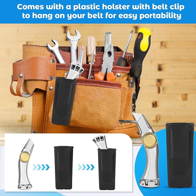 4 Pcs Fixed Blade Navajas para Roofing Utility Knives Heavy Duty Roofer's Knife Utility Knife Roofing Tools竊똈ncludes 3 Types of Replacement Blades, Heavy Duty Carpet Cutter for Indoor, Outdoor Use