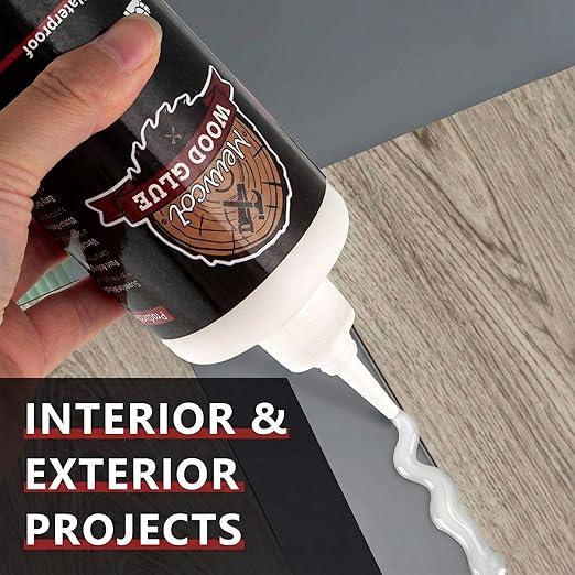Wood Glue, Strong Glue for Woodworking, Waterproof Clear Wood Glue for Furniture Heavy Duty, Interior & Exterior Furniture Glue for Crafts, Baseboard, Cabinets, Door (500g)