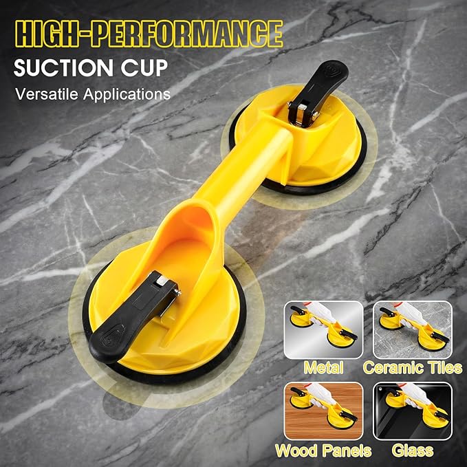 Floor Gap Fixer Tool Kit for Laminate Floor Gap Repair Aluminum Heavy Duty Suction Cup and Rubber Mallet Set for Floating Wood Floors and Moving Glasses(Yellow)