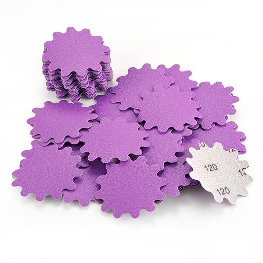 MAXMAN 2 Inch Sanding Discs 50Pcs, Wet Dry Hook and Loop Flex Edge Sanding Discs, 120 Grit Sandpaper, Wavy Sand Paper for Drill and Bowl Sanders, Drill Sanding Attachments, Edge Sanding Tools