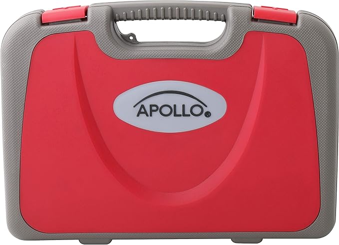 Apollo Tools 135 Piece Household Tool Set with Pivoting Dual-Angle 3.6 Volt Lithium-Ion Cordless Screwdriver ??Includes Most-Needed Tool Selection and Hanging Assortment- Red - DT0773