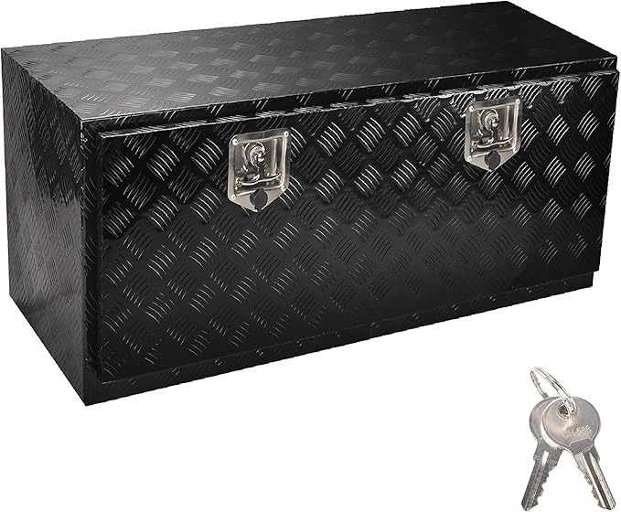 36'' Aluminum Truck Bed Tool Box, 5 Bar Tread Trailer Pickup Underbody Toolbox, RV Storage Organizer, Underbed Tools Organizer, Black (36"X18"X17")