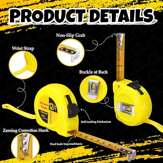 Xuhal 48 Pcs 12 ft Mini Tape Measure Bulk Measuring Tape Imperial and Metric Pocket Self Locking Easy to Read with Inches and Centimeters for Designer Decorator