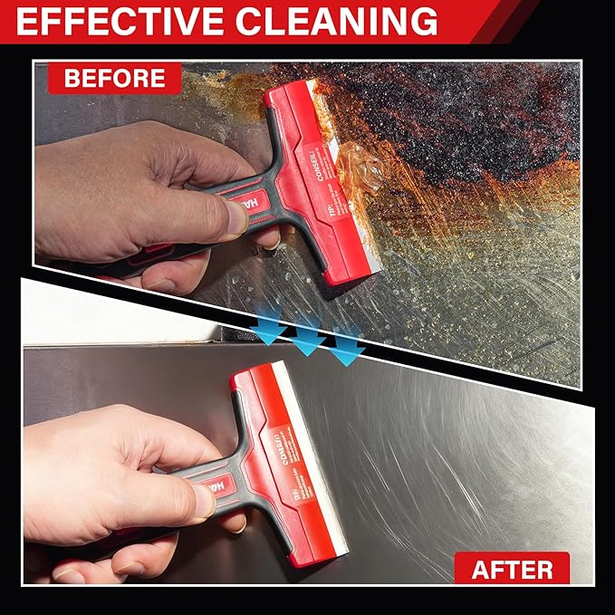 HAUTMEC Razor Blade Scraper Tool, 4" Wider Scraper Tool with 20 Extra Carbon Steel Blades, Razor Scraper for glass scraper, Adhesive, Label, Sticker from Window, Glass, Tile, Floor, Stove 25033