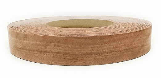 Edge Supply Mahogany 1-1/2 in x 50 ft Roll ??Pre-Glued Iron-On Wood Veneer Tape ??Wood Veneer Edge Banding Tape with Hot Melt Adhesive, Smooth Sanded Finish Ideal for Furniture & DIY, Made in USA