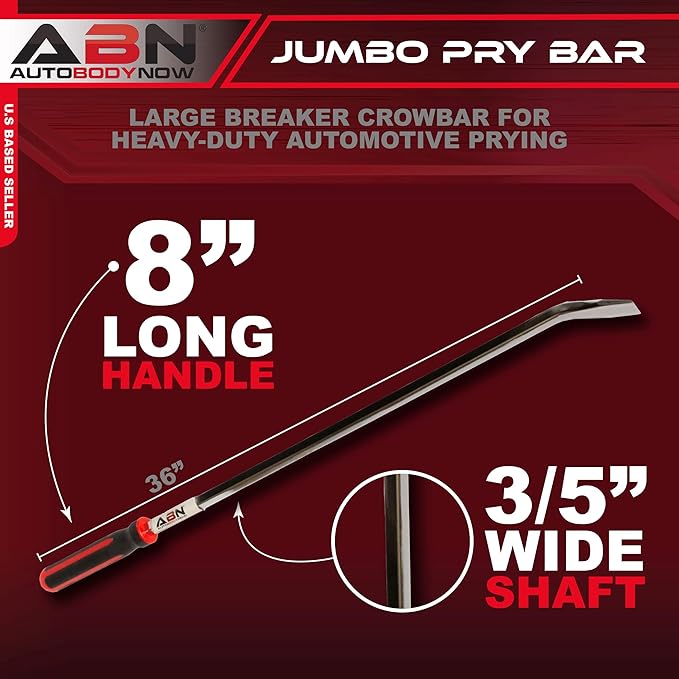 ABN Jumbo Pry Bar Tool ??36in Large Breaker Crowbar with Oversized Mechanics Handle for Heavy-Duty Automotive Prying