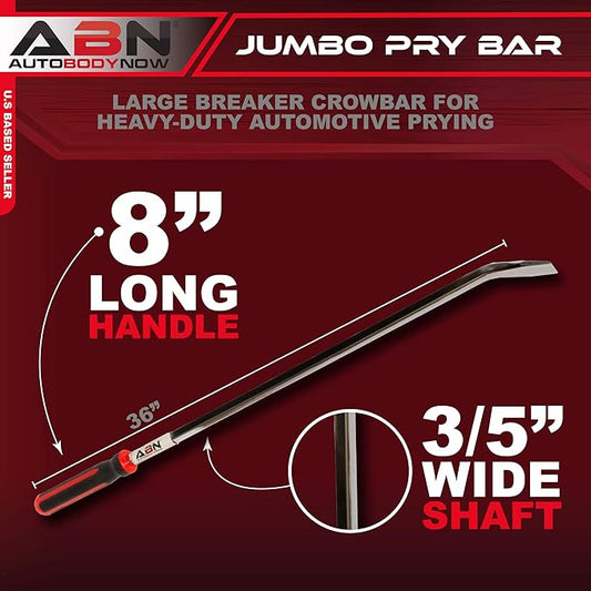 ABN Jumbo Pry Bar Tool ??36in Large Breaker Crowbar with Oversized Mechanics Handle for Heavy-Duty Automotive Prying