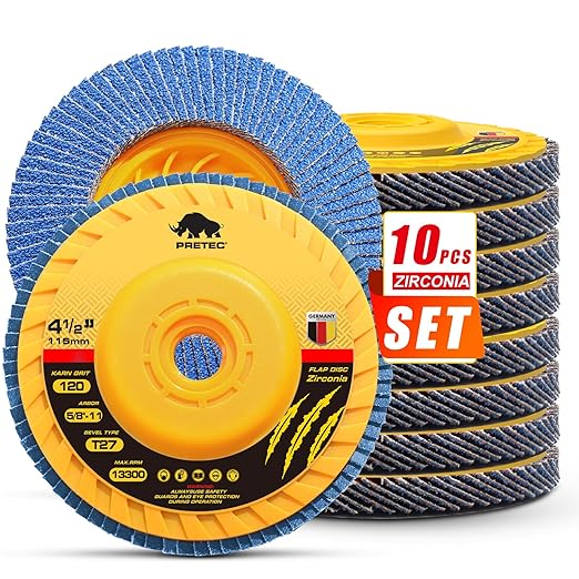 Flap Discs 4 1/2 for Angle Grinder no Tools Installation, 120 Grit Flap Disc, 4.5" x 7/8" High Density Trimmable Zirconia Type 27 Flap Sanding Disc for Grinding, Rust Removal and Sanding (10 Pack)