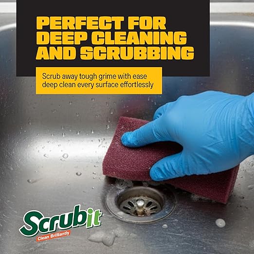 SCRUBIT 6 x 9 in. General Purpose Scuff Pads, Paint Primer Prep Adhesion Scratch Pads, Car & Woodworking Pads for Scuffing, Scouring & Sanding - Maroon (20)