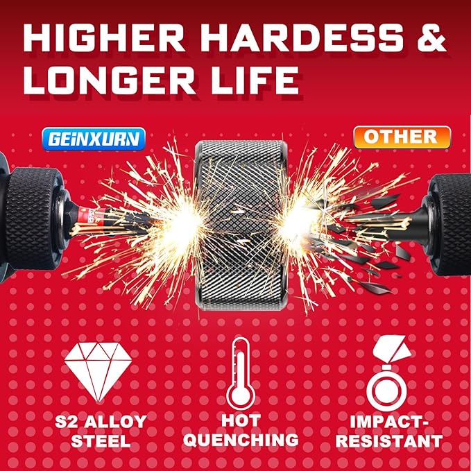 51Pack PH2 1 Inches Impact Tough Anti-Slip Screwdriver Bits, #2 Phillips 1/4 Inch Hex Shank Magnetic Tips Cross Screwdriver Bits Set with 1Pcs Impact Bit Holder,Bulk