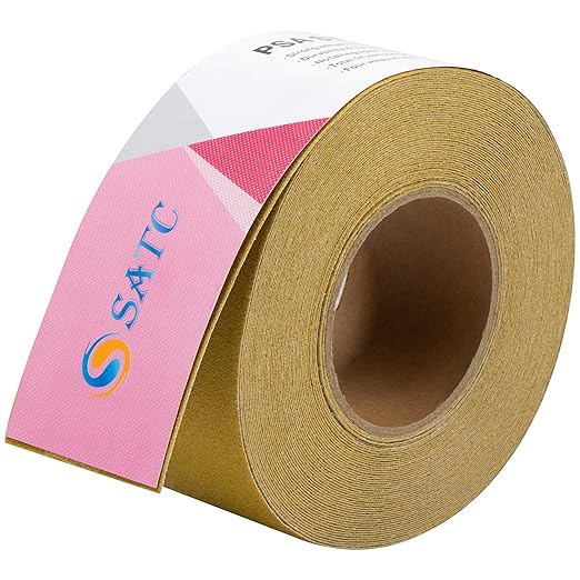 S SATC 100 Grit Pink PSA Longboard Sandpaper 20 Yard Long Continuous Roll, 2-3/4" Wide Self Adhesive Stickyback Sanding Sheets for Automotive, Hand Sanding Blocks,Woodworking, Metal, Plastic