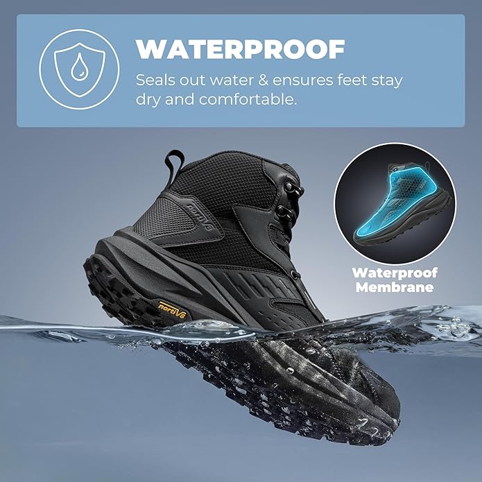 NORTIV 8 Men's Wide Toe Box Hiking Boots Low Drop Waterproof Outdoor Trekking Camping Winter Snow Shoes Katahdin