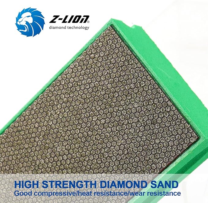 Z-Lion Diamond Hand Polishing Pads Electroplated Blocks Foam Backing for Tile Stone Marble Concrete Ceramics Granite Glass Wet Dry Grit 60