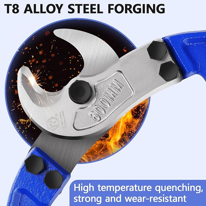 ZrgGea Cable Cutters 14 Inch, Industrial-Grade, Forged from T8 Alloy Steel, HRC56, Sharp Cutting. Suitable for Cutting Copper and Aluminum Core Cables, Blue