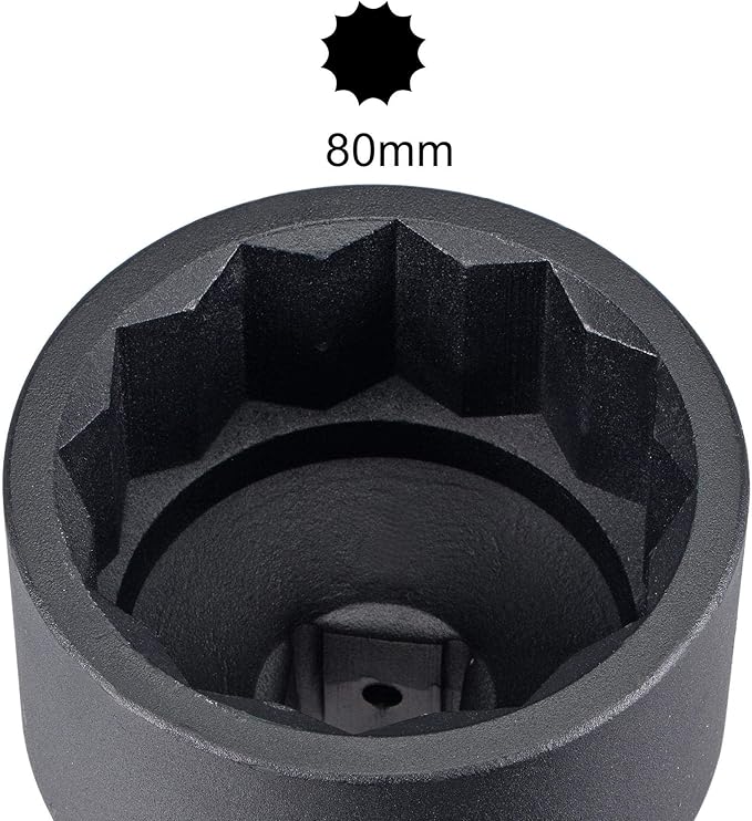 uxcell 1-Inch Drive 80mm 12-Point Impact Socket, CR-MO Steel 100mm Length, Standard Metric Sizes