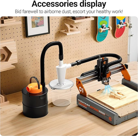 CNC Vacuum Cleaner with Dust Boot and Secondary Separation Bucket CNC Router Milling Machine Dust Collector, Supports 300W Spindle/500W Spindle Motor CNC Machines