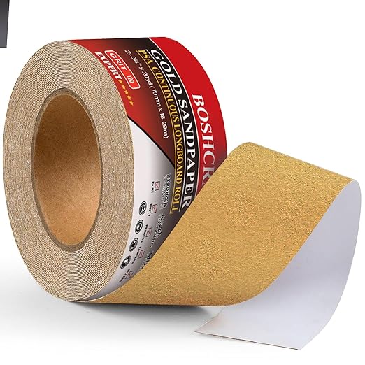 120 Grit PSA Longboard Sandpaper, 20-Yard Long Continuous Roll 2-3/4" Wide Self-Adhesive Sanding Paper for Auto Body Woodworking Metalworking