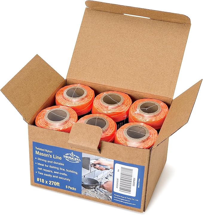 HONGDA Twisted Nylon String, #18 x 1080FT Mason Line String, Nylon Twine for Masonry Job, Trot Line, Decoy Line, Net Making and Mending, Workshop, Crafts, Gardening