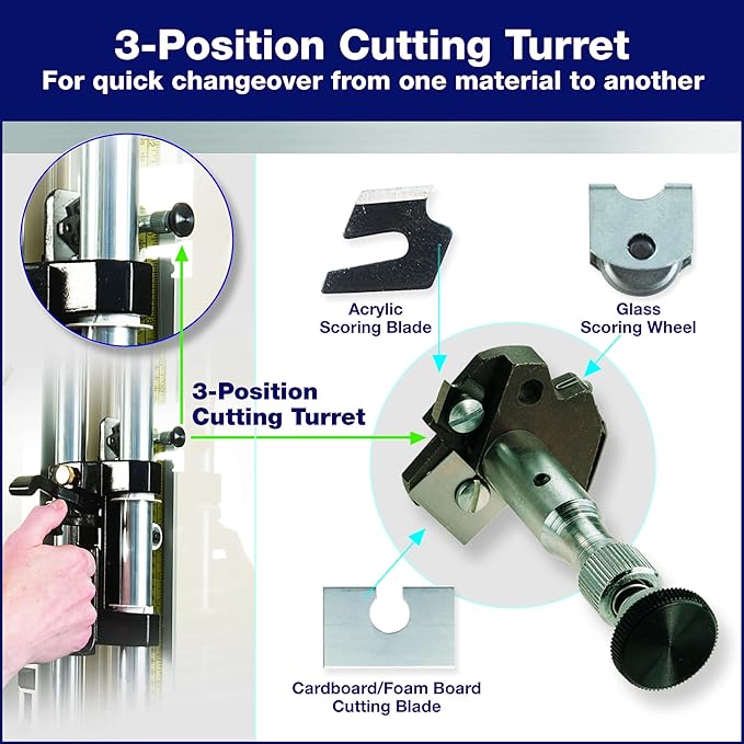 Fletcher짰 3000 Wall Mounted Cutter for Glass, Acrylic, Mat Board, Cardboard and Foam Board - 48" Cutting Height Capacity