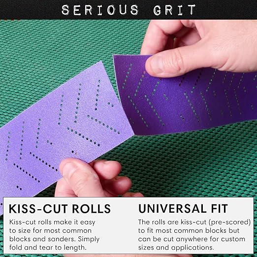 Serious Grit 60 Grit Hook & Loop Ceramic Sandpaper Roll - 70mm x 12m Multi-Hole Dustless Abrasive Roll for Automotive, Wood, and Metal Sanding - Ideal for Body Repair and Paint Preparation