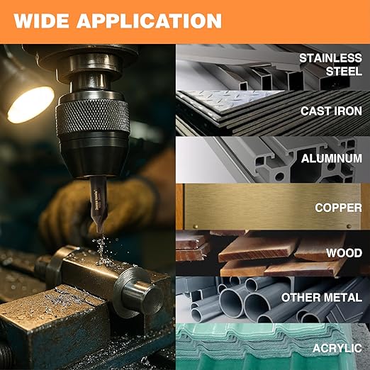 M35 HSS 60-Degree Angle Center Drill Bit Set, Countersink Tools for Lathe Metalworking for Stainless Steel, Alloy Steel, Cast Iron, Aluminum and Other Tough Metals (6 pcs)