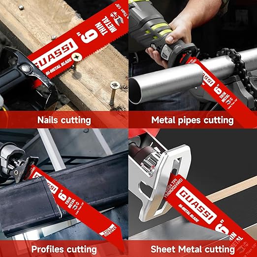 15 Pack 6 inch 20/24 TPI Reciprocating Saw Blade, Bi-Metal Sawzall Blades for Less 1/8" Thin Metal, PVC Nails Screw Soft Metals Steel Pipe, Longer Life Faster Smooth Cutting Speed, for Diablo DS0620BF