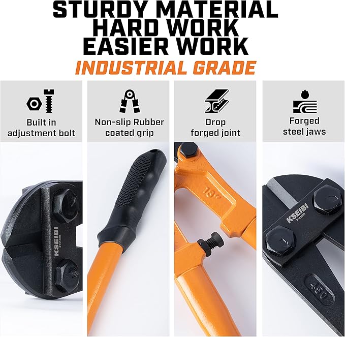 KSEIBI 141590 Heavy-Duty Large Bolt Cutter 30" for Cutting Fence, Steel Wire, Chain, Screws, Rivet, Padlock, and Metal Rods with Soft Grip Rubber Ergonomic Handle Cutters