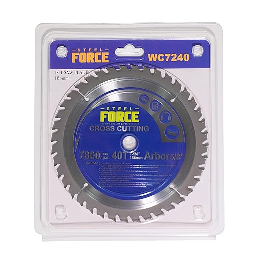 Steel Force WC7224 7-1/4 Inch 40T with 5/8 Inch Arbor TCT Circular Saw Blade for Wood Cutting (40T)