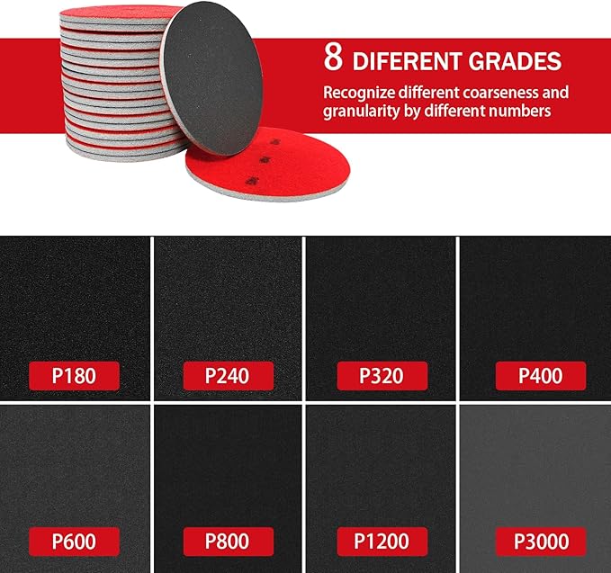 16Pcs 5 Inch Sanding Sponge Disc Hook and Loop 320 Grit Wet Dry Sanding Pads, Drywall Sandpaper Blocks for Wooden Drywall Sheetrock and Metal Glazing