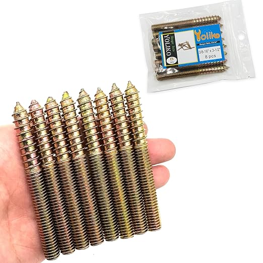 8 Pack 3/8-16 x 3-1/2 Inch Hanger Bolts 3/8-16" Double Headed Bolts 3/8 Wood Dowel Screw Self-Tapping Screw Hanger Bolts for Furniture Screws Threaded Rods Bolt 88.9mm Length