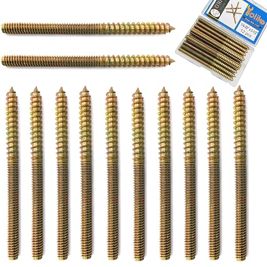 12 Pack 1/4-20 x 3-1/2 Inch Hanger Bolts 1/4-20" Double Headed Bolts 1/4 Wood Dowel Screw Self-Tapping Screw Hanger Bolts for Furniture Double Head Threaded Rods Bolt 90mm Length