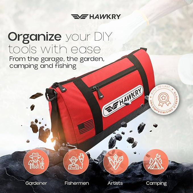 HAWKRY Oxford Waterproof Tool Bag ??Small Tool Bag and Tool Pouch, Fishing Bag, Travel Pouch, Compact, Durable Small Travel Bag, Multipurpose Tool Bags for Men for Work, Fishing and Travel