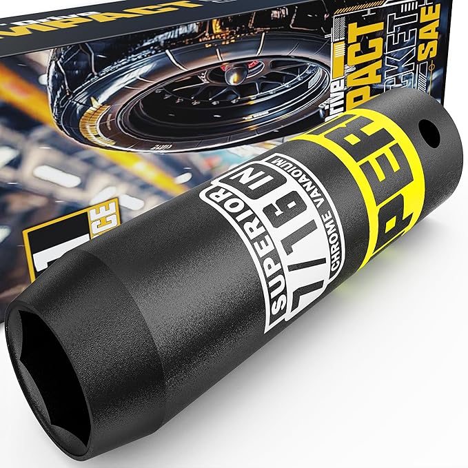 1/2" Drive Impact Socket, 7/16 inch Deep Socket, SAE, 6 Point, CR-V, for Car Repair, Loosen the Fastening Nut